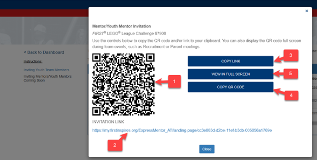 How do I create a QR Code/link via the Express Mentor application?