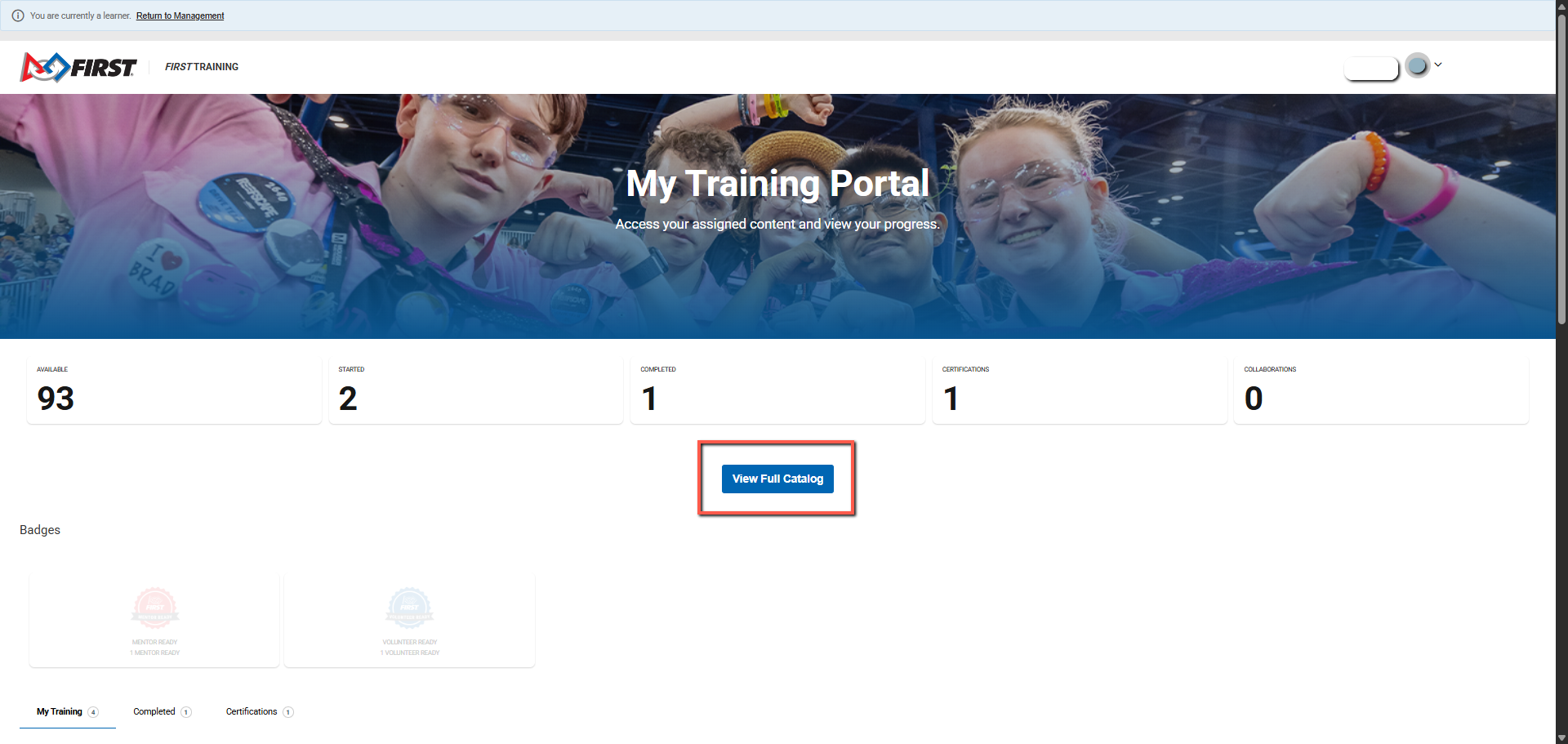 How do I find training in FIRST Training?