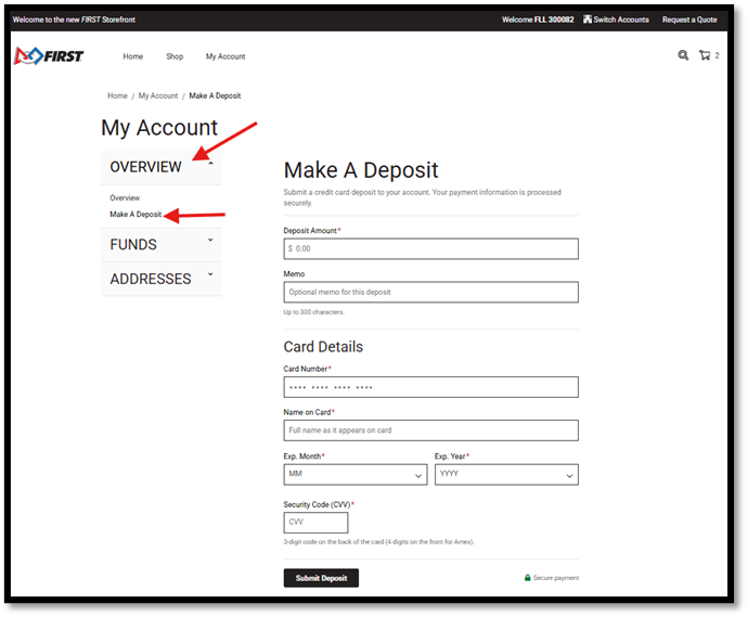 How do I make a partial credit card payment via the FIRST Dashboard?